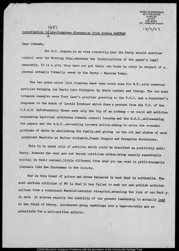 View document: Pre-Congress discussions (ii), 1983.