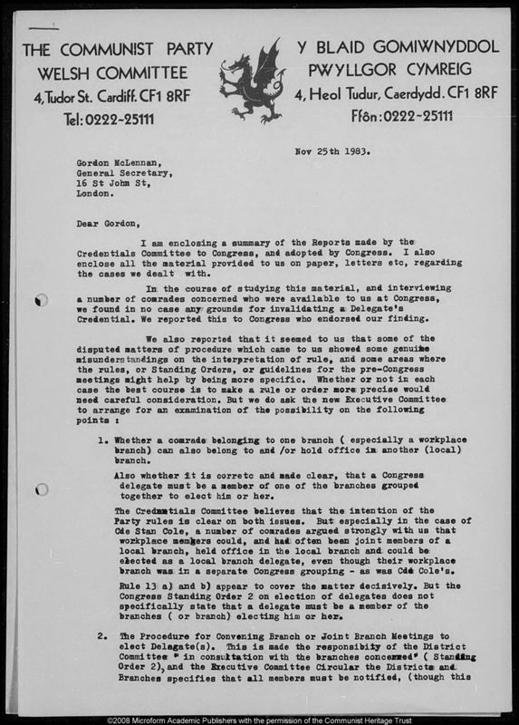 View document: Material of the Congress Credentials Committee, 1983.