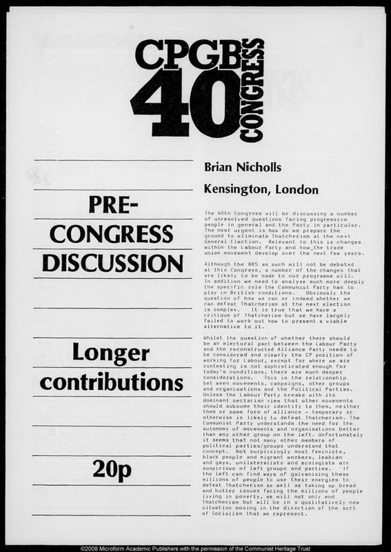 View document: Pre-Congress discussions, 1987.