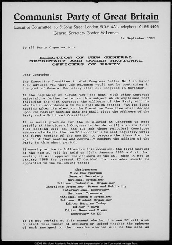 View document: Preliminary circulars and drafts, 1989.