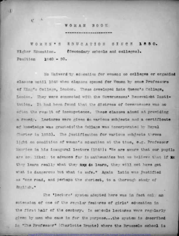 View document: Women's education: a prospective book.