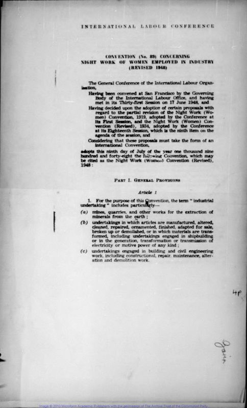View document: Materials on the issue of women's employment, 1940s-1970s.