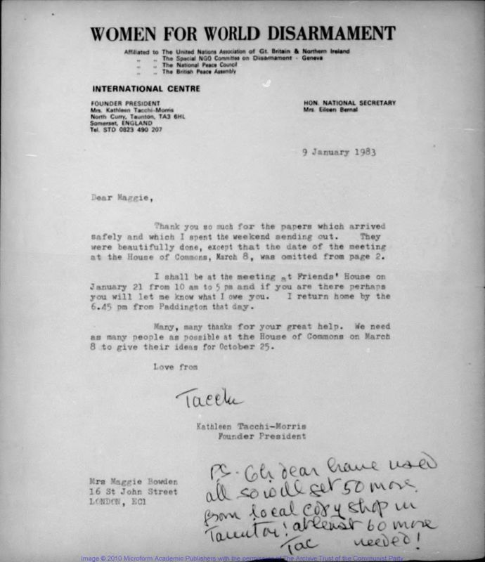 View document: Women for World Disarmament: campaign materials, 1983-1984.