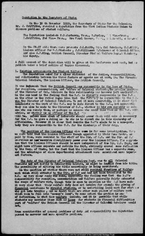 View document: Material from the West Indies Committee, 1949-1957.