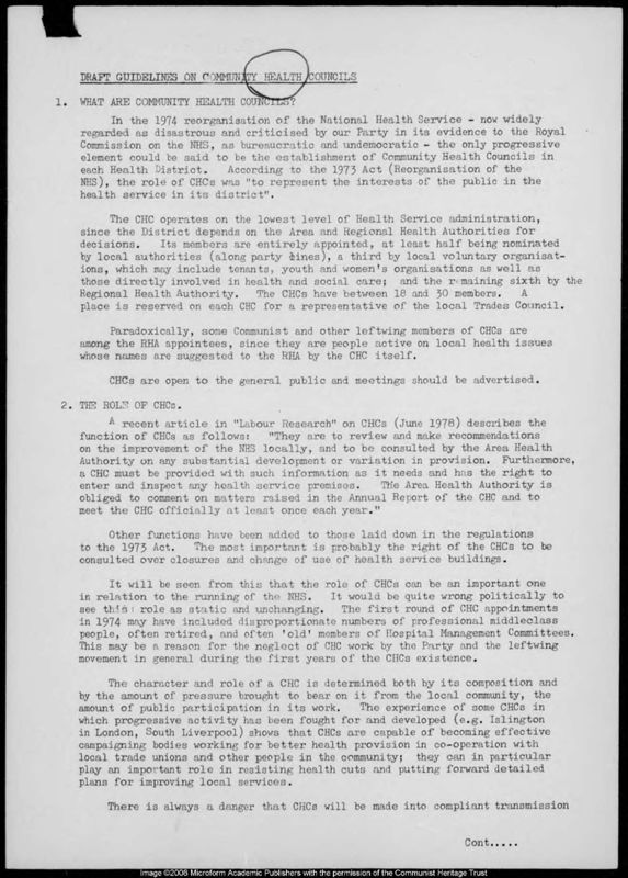 View document: NHS campaigns in the wake of Thatcherism, 1978-1984.