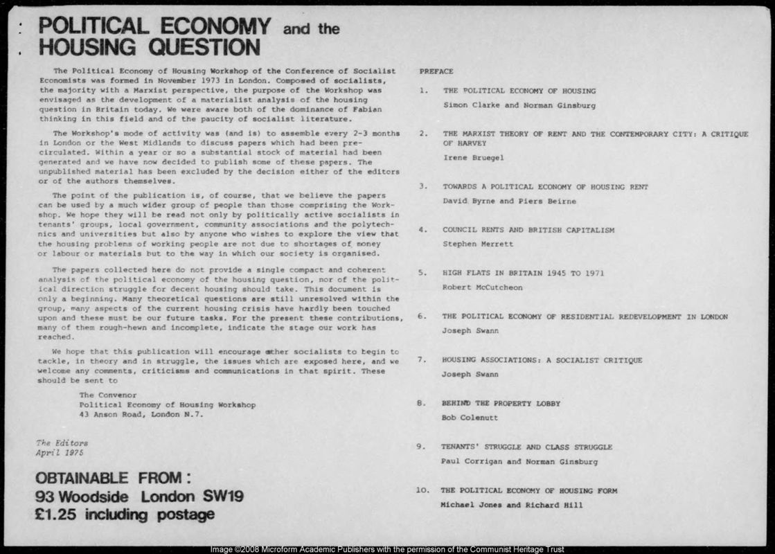 View document: The Built Environment Group: bulletin, 1975.