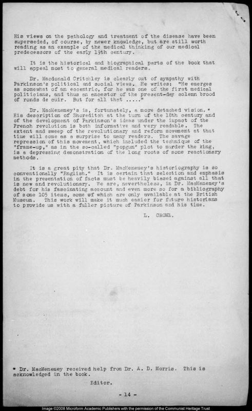 View document: Material from The Sigerist Society, 1948-1955.