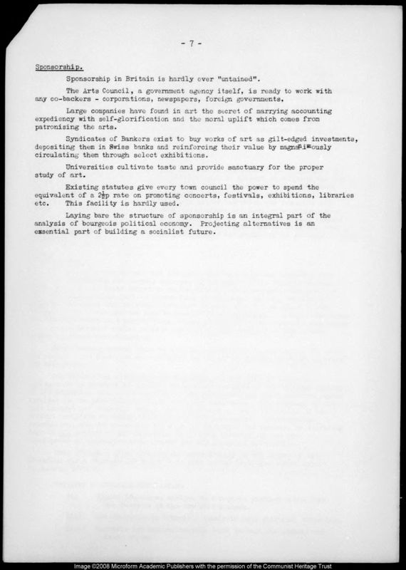 View document: Visual Arts Group: miscellaneous material, 1978.