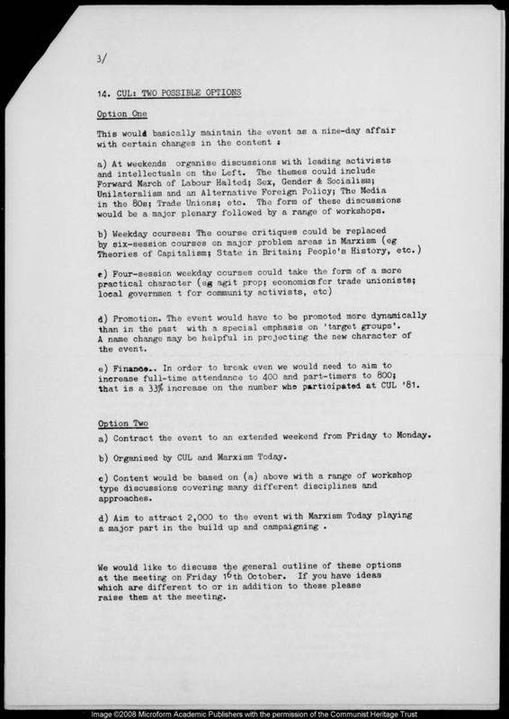 View document: Communist University of London: miscellaneous material, 1977-1982.