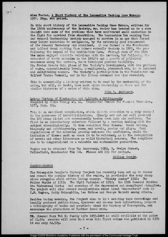View document: Communist Party History Group Newsletter, 1973-1977.