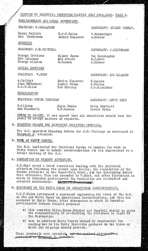 View document: Executive Committee minutes and agendas, 1943.