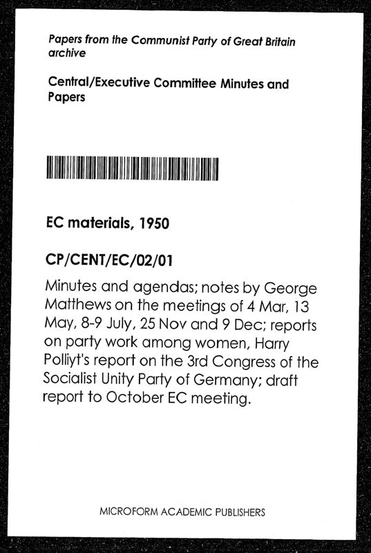 View document: Executive Committee minutes and agendas, 1950.