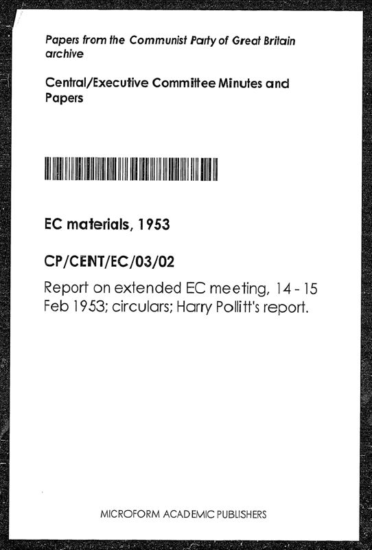 View document: Executive Committee meeting minutes, February 1953.