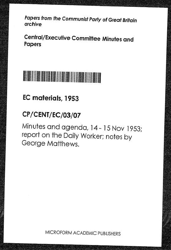 View document: Executive Committee minutes and adjacent material, November 1953.