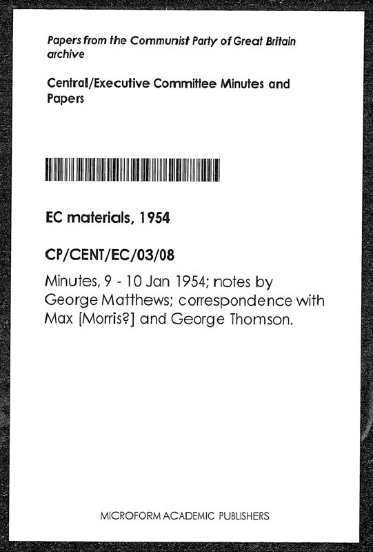 View document: Executive Committee meeting minutes, January 1954.