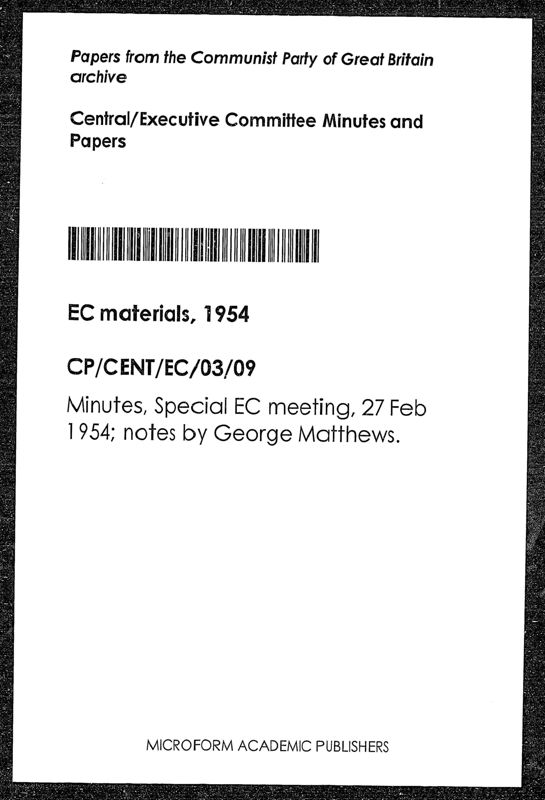 View document: Executive Committee meeting minutes, February 1954.