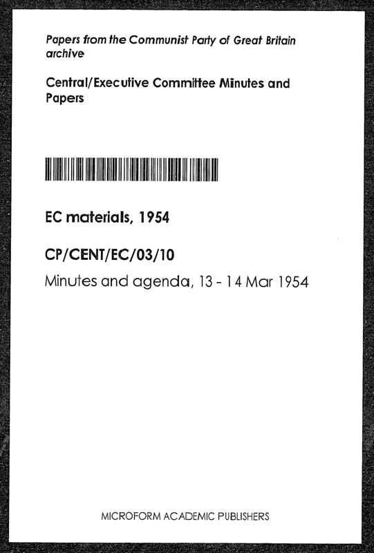 View document: Executive Committee minutes and adjacent material, March 1954.