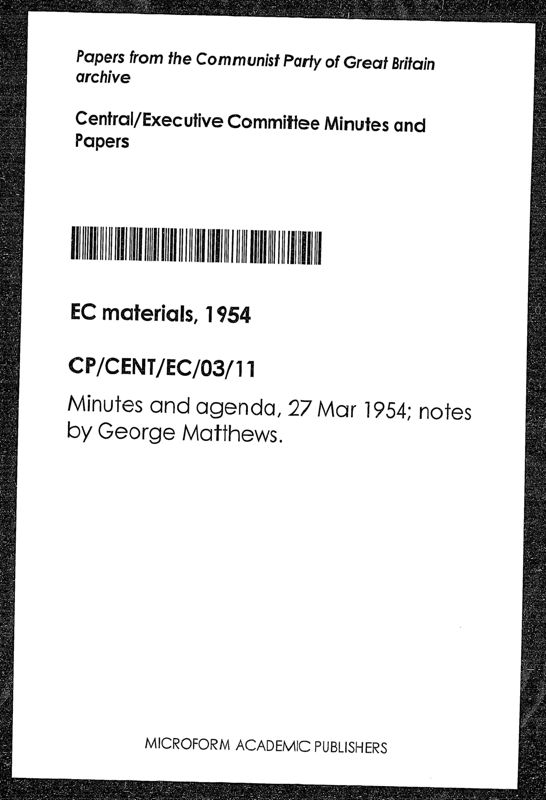 View document: Executive Committee minutes and adjacent material, March 1954.