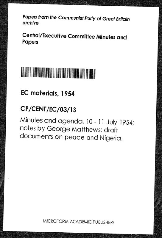 View document: Executive Committee minutes and adjacent material, July 1954.