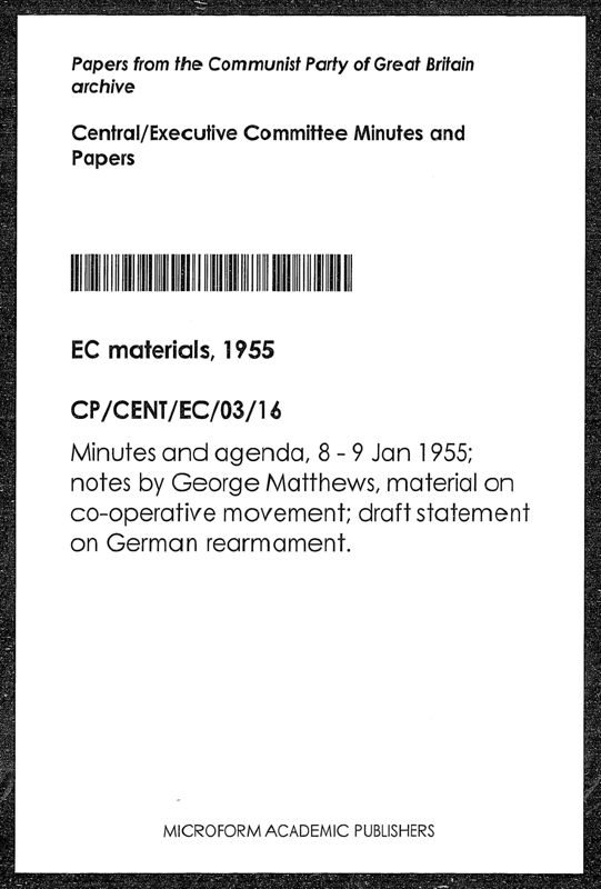 View document: Executive Committee minutes and adjacent material, January 1955.