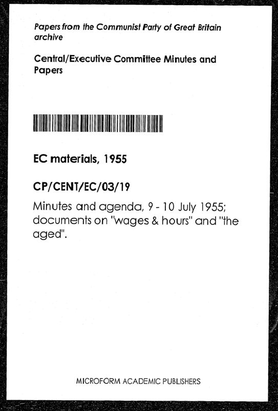 View document: Executive Committee minutes and adjacent material, July 1955.