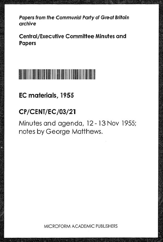 View document: Executive Committee minutes and adjacent material, November 1955.