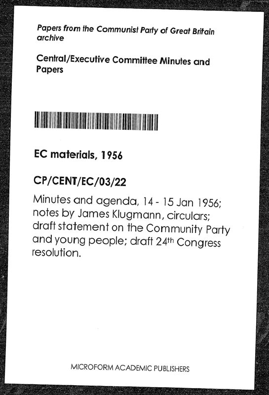 View document: Executive Committee minutes and adjacent material, January 1956.