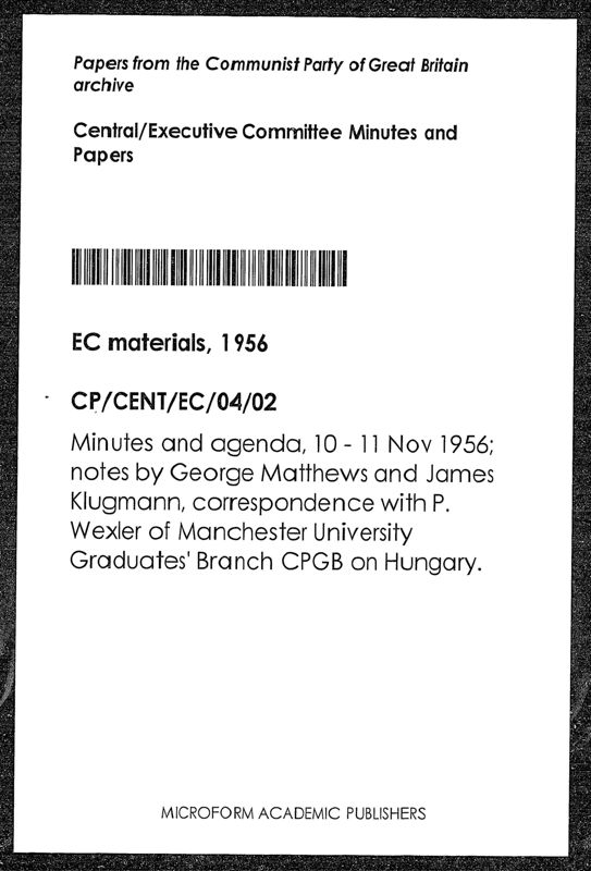 View document: Executive Committee minutes and adjacent material, November 1956.