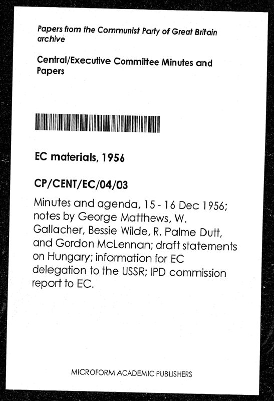 View document: Executive Committee minutes and adjacent material, December 1956.