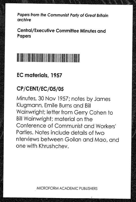 View document: Executive Committee minutes and adjacent material, November 1957 (ii).