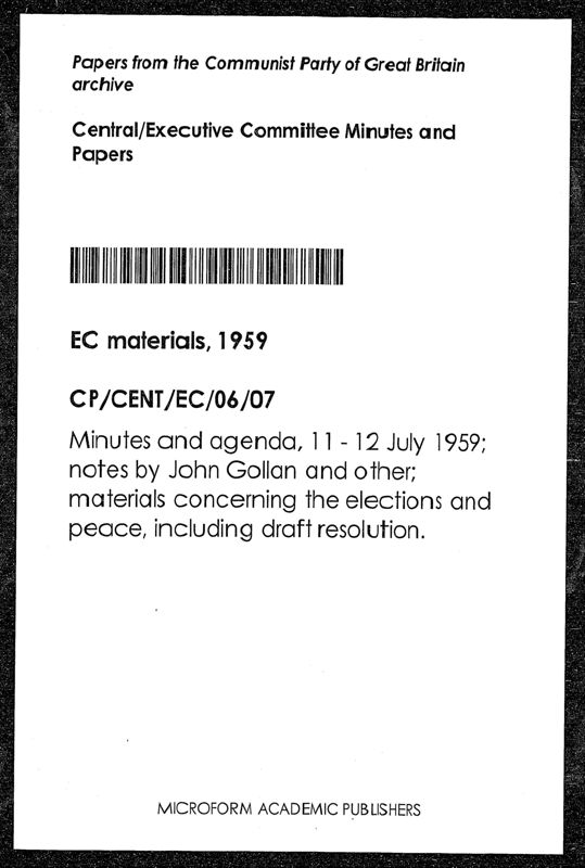 View document: Executive Committee minutes and adjacent material, July 1959.