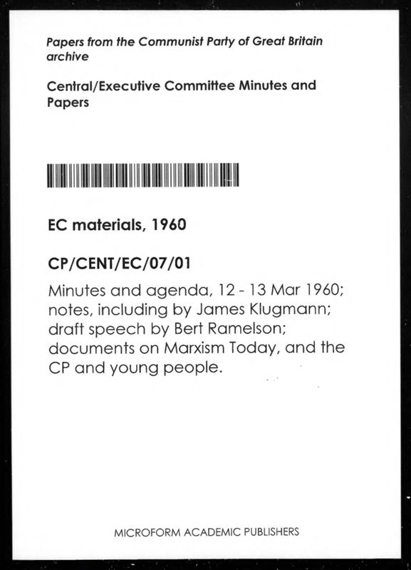 View document: Executive Committee minutes and adjacent material, March 1960.