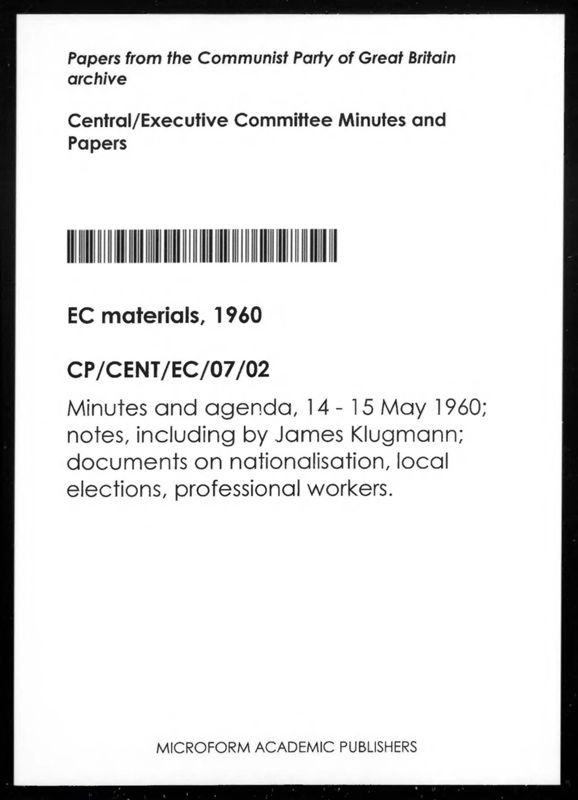 View document: Executive Committee minutes and adjacent material, May 1960.