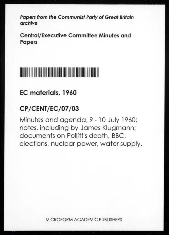 View document: Executive Committee minutes and adjacent material, July 1960.