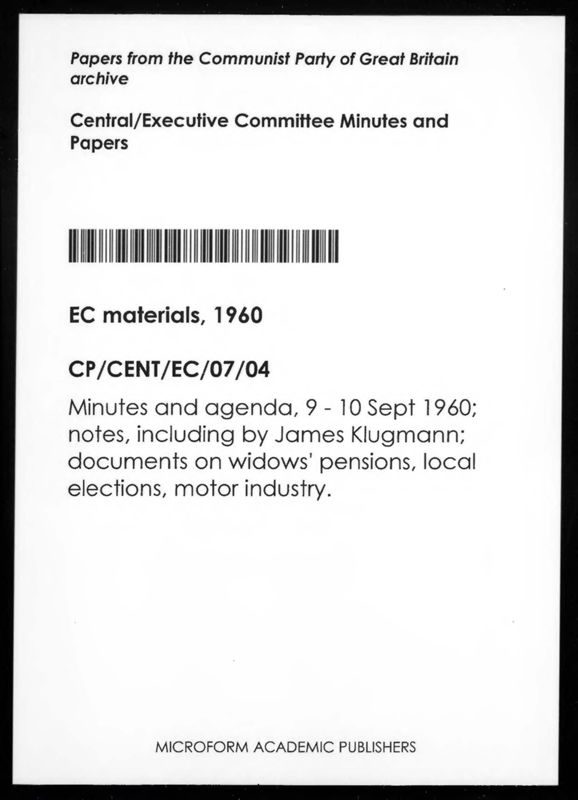 View document: Executive Committee minutes and adjacent material, September, 1960.