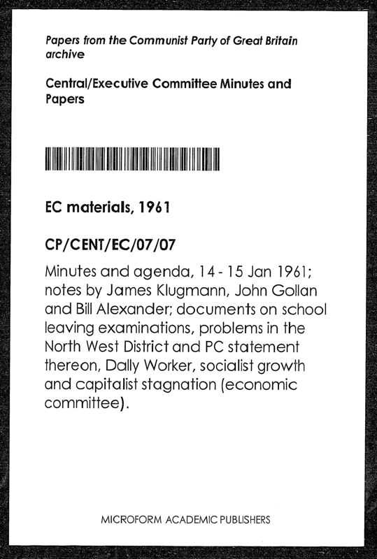 View document: Executive Committee minutes and adjacent material, January 1961.