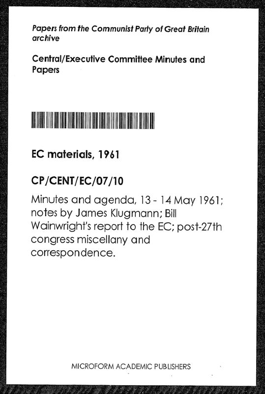 View document: Executive Committee minutes and adjacent material, May 1961.