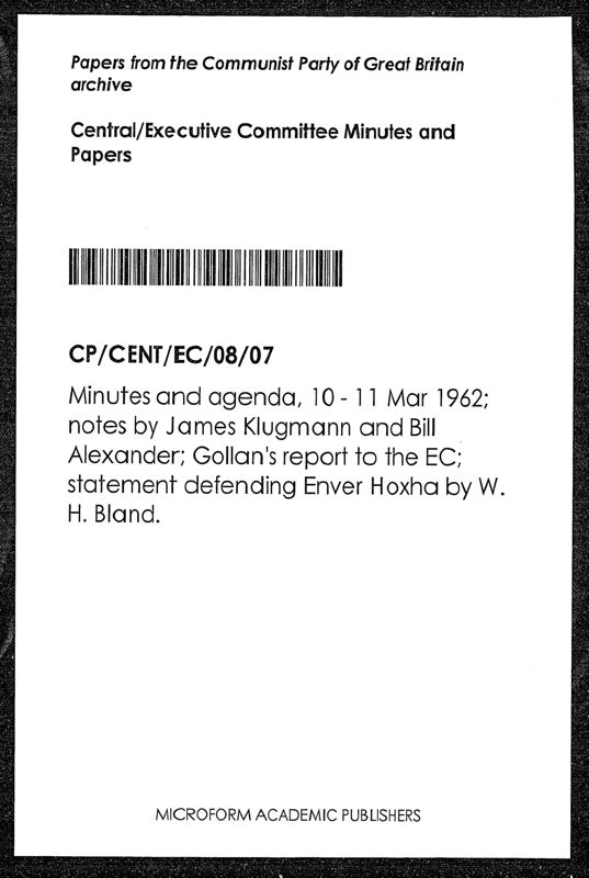 View document: Executive Committee minutes and adjacent material, March 1962.