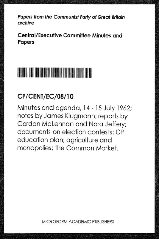 View document: Executive Committee minutes and adjacent material, July 1962.