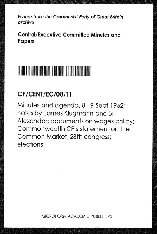 View document: Executive Committee minutes and adjacent material, September 1962.