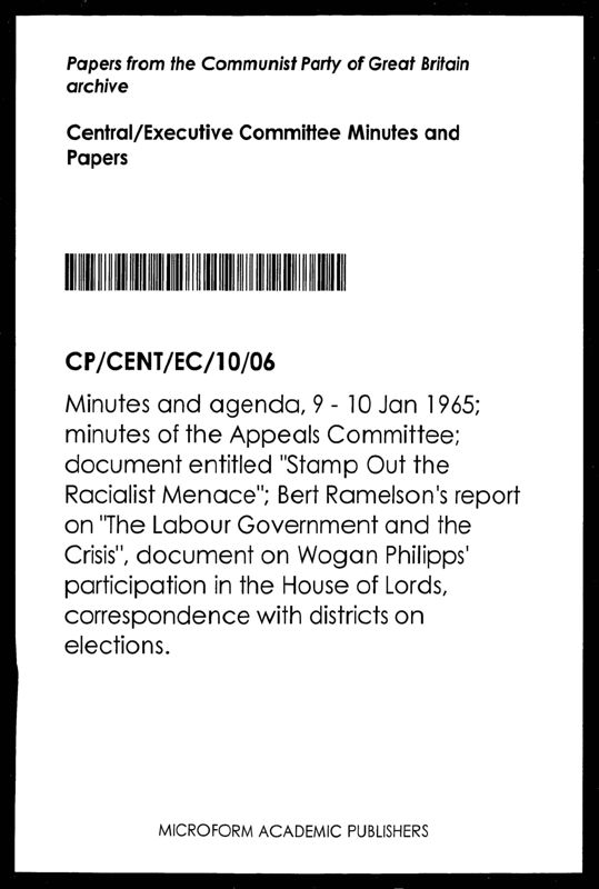 View document: Executive Committee minutes and adjacent material, January 1965.