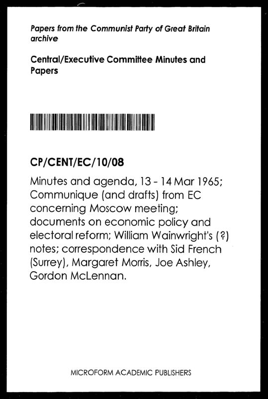View document: Executive Committee minutes and adjacent material, March 1965.
