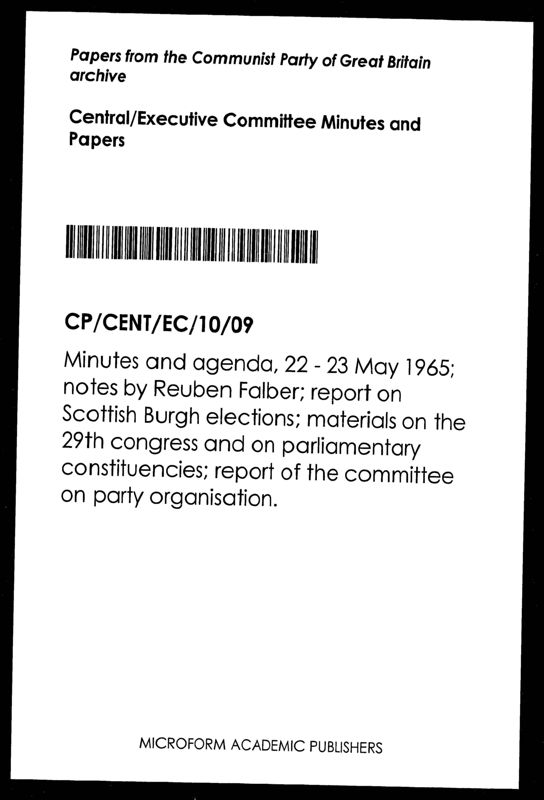 View document: Executive Committee minutes and adjacent material, May 1965.