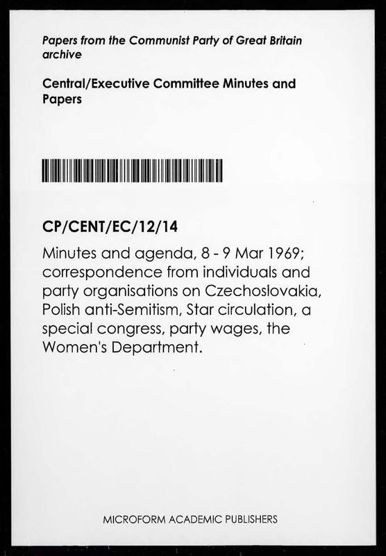 View document: Executive Committee minutes and adjacent material, March 1969.