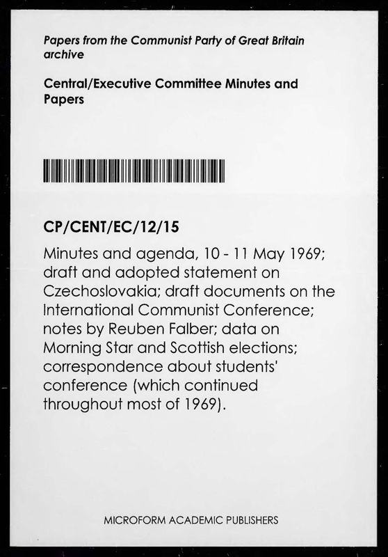 View document: Executive Committee minutes and adjacent material, May 1969.