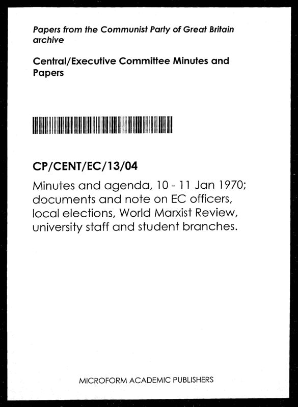 View document: Executive Committee minutes and adjacent material, January 1970.