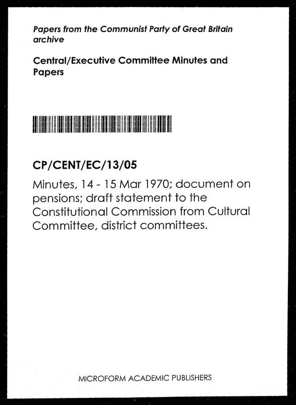 View document: Executive Committee minutes and adjacent material, March 1970.