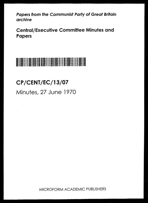 View document: Executive Committee minutes, June 1970.