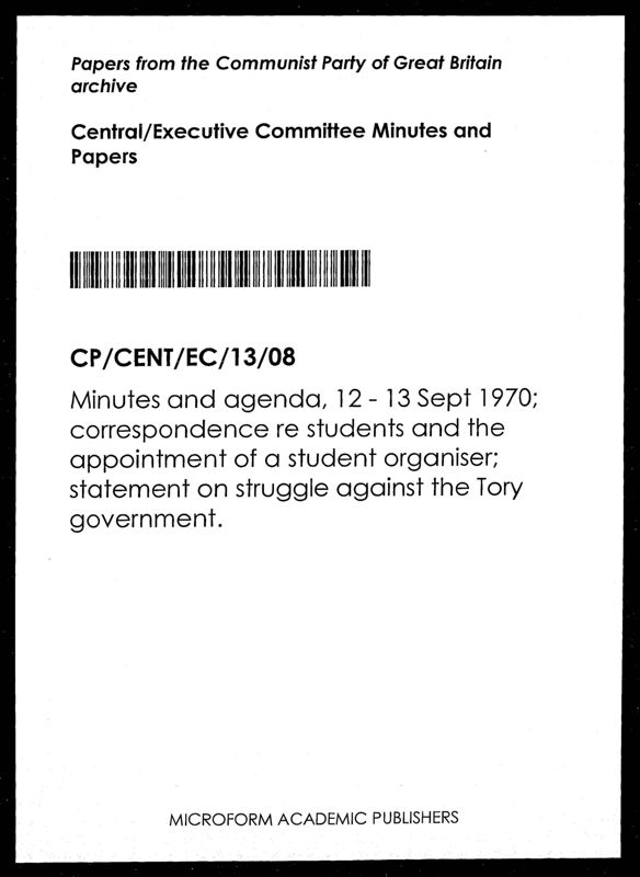 View document: Executive Committee minutes and adjacent material, September 1970.