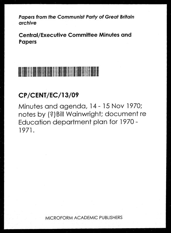 View document: Executive Committee minutes and adjacent material, November 1970.